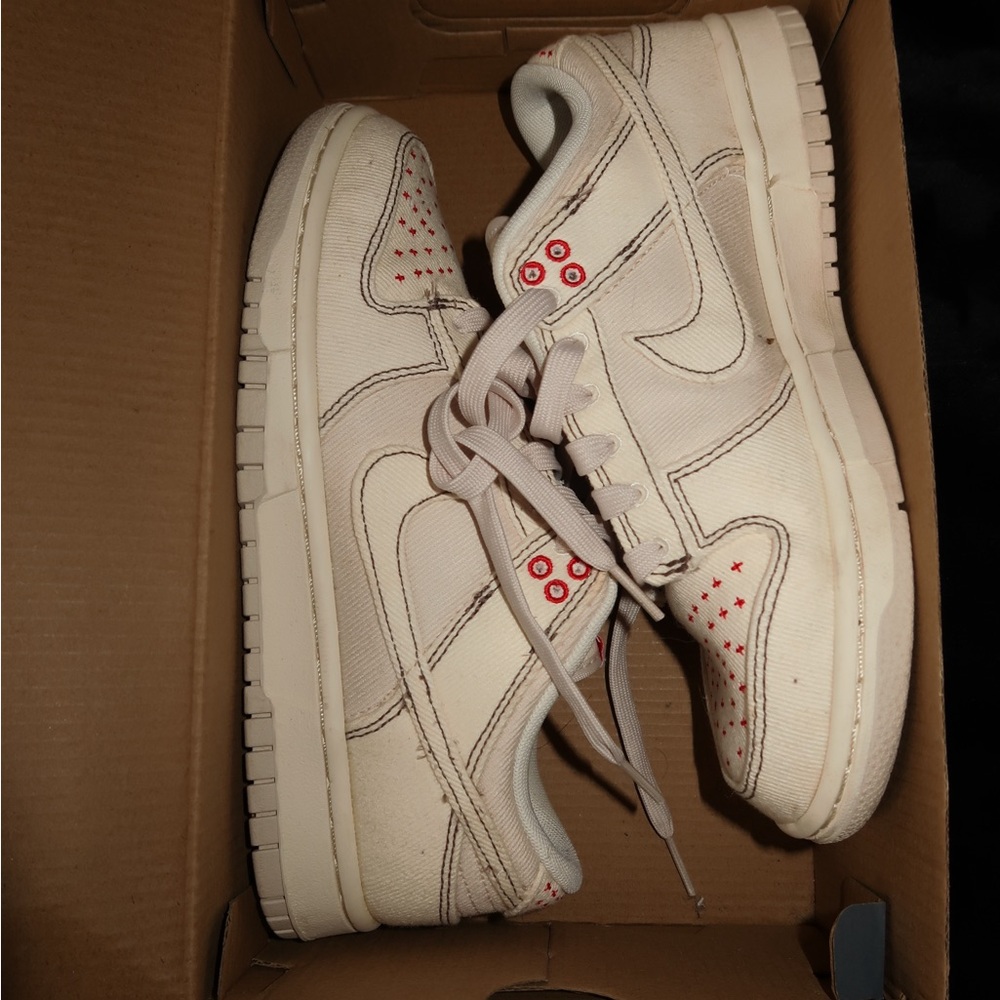 Nike White and Red Athletic Shoes